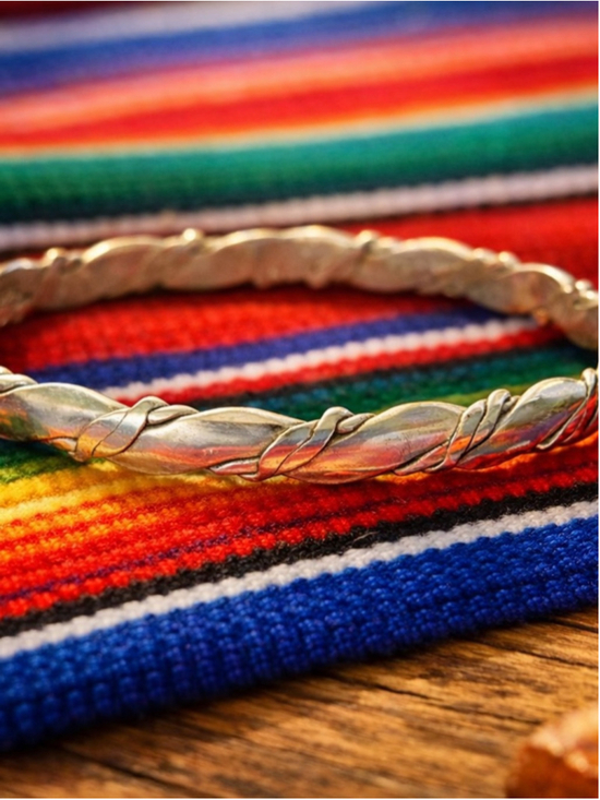 Taxco Jewelry - Vintage 1940s Taxco 925, Artisan- Crafted Twisted Rope Bangle. 2.75” 15.3g.